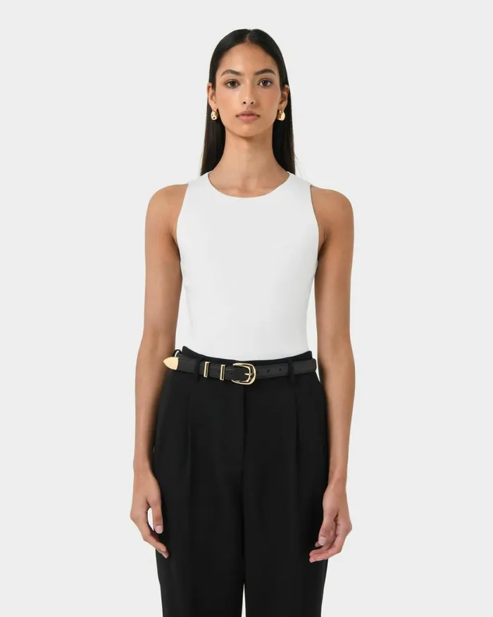 Forcast Liv Round Neck Tank Top Redtanivoryblack Women TShirts and Tops