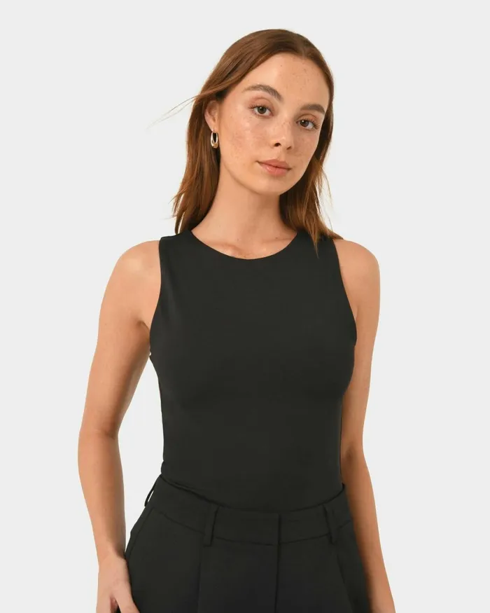 Forcast Liv Round Neck Tank Top Redtanivoryblack Women TShirts and Tops