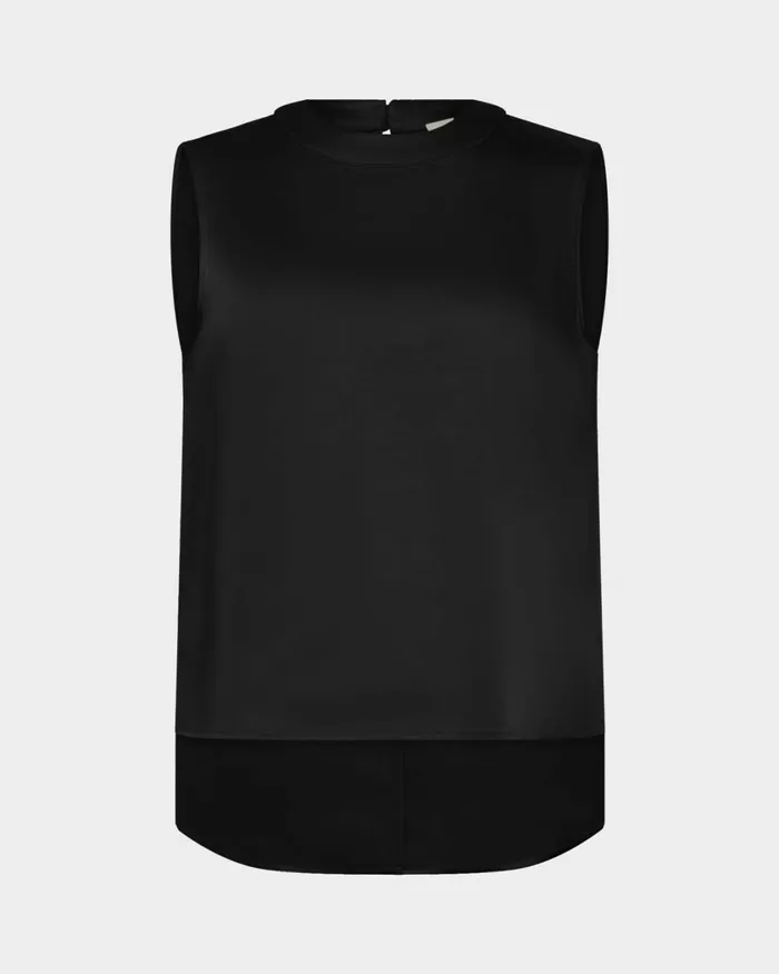 Forcast Louisa Round Neck Satin Top Redblack Women TShirts and Tops