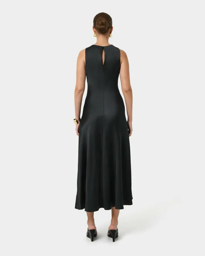Forcast Louisa Satin Bias Dress Redblack Women Maxi Dresses