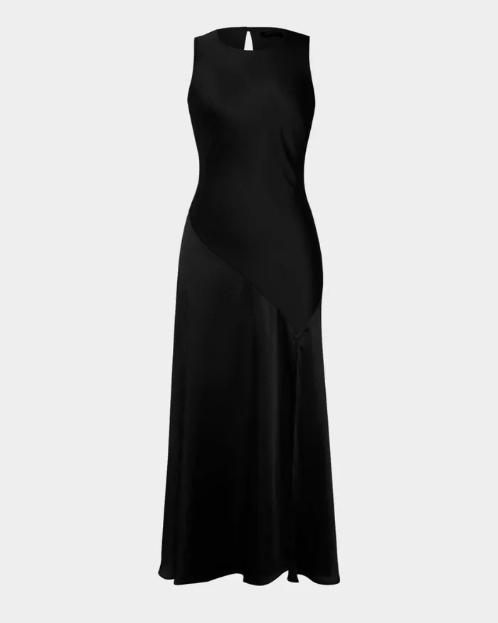 Forcast Louisa Satin Bias Dress Redblack Women Maxi Dresses