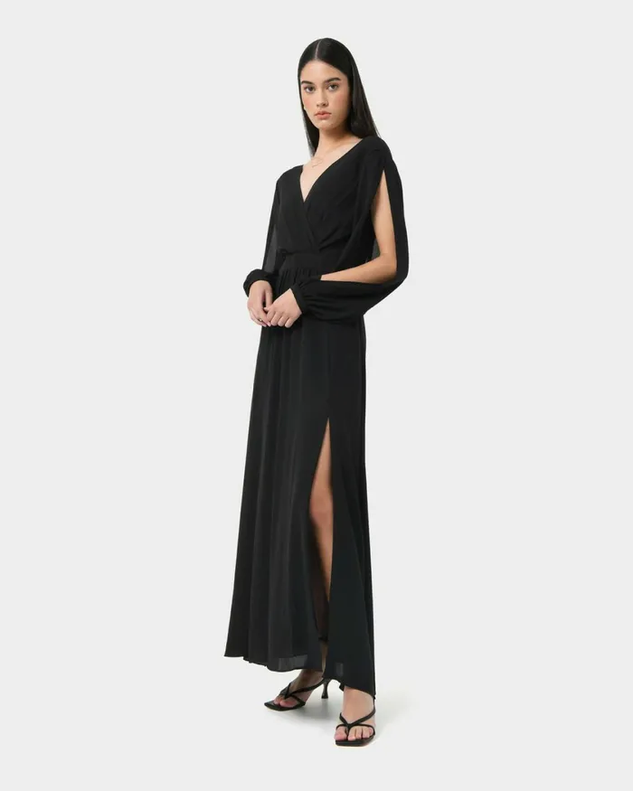 Forcast Louise Open Sleeve Maxi Dress Black Women Maxi Dresses