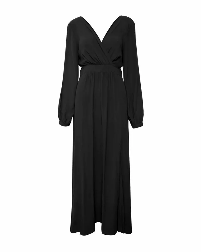 Forcast Louise Open Sleeve Maxi Dress Black Women Maxi Dresses