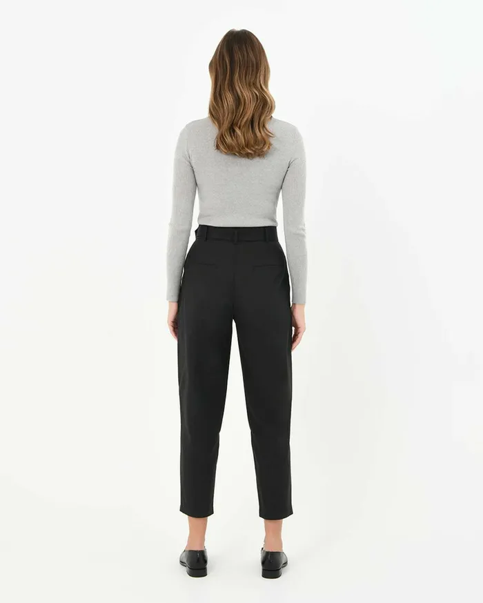 Forcast Lucille Highwaist Belted Pants Black Women HighWaisted Pants