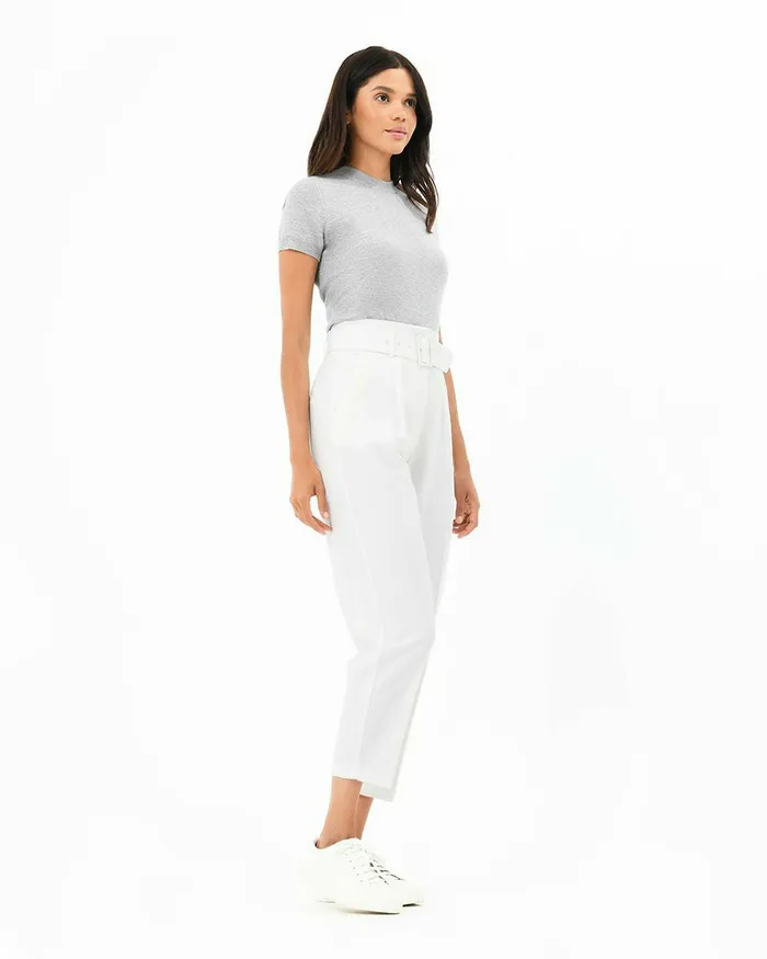 Forcast Lucille Highwaist Belted Pants Ivory Women HighWaisted Pants