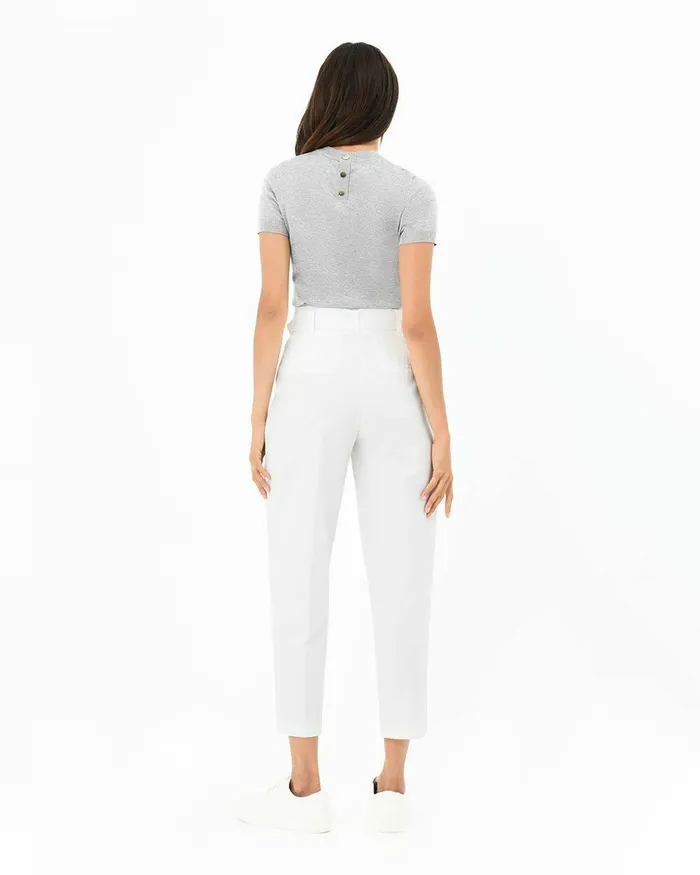 Forcast Lucille Highwaist Belted Pants Ivory Women HighWaisted Pants