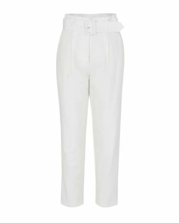 Forcast Lucille Highwaist Belted Pants Ivory Women HighWaisted Pants