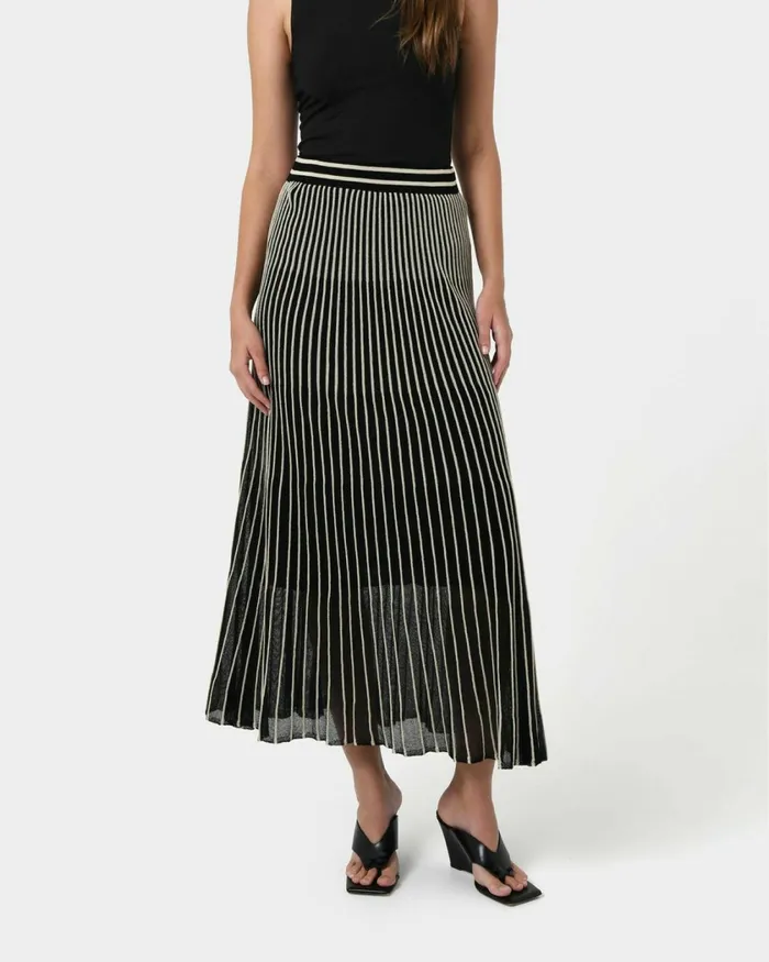 Forcast Lucy Pleat Knit Midi Skirt Women Midi and Maxi Skirts