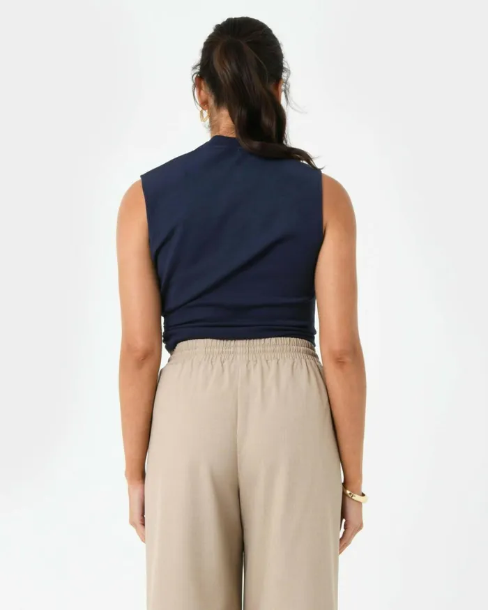 Forcast Lulu Ruched Top Mushroompinknavy Women TShirts and Tops