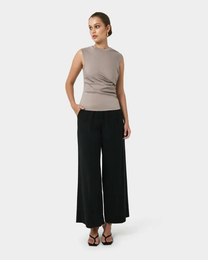 Forcast Lulu Ruched Top Mushroompinknavy Women TShirts and Tops