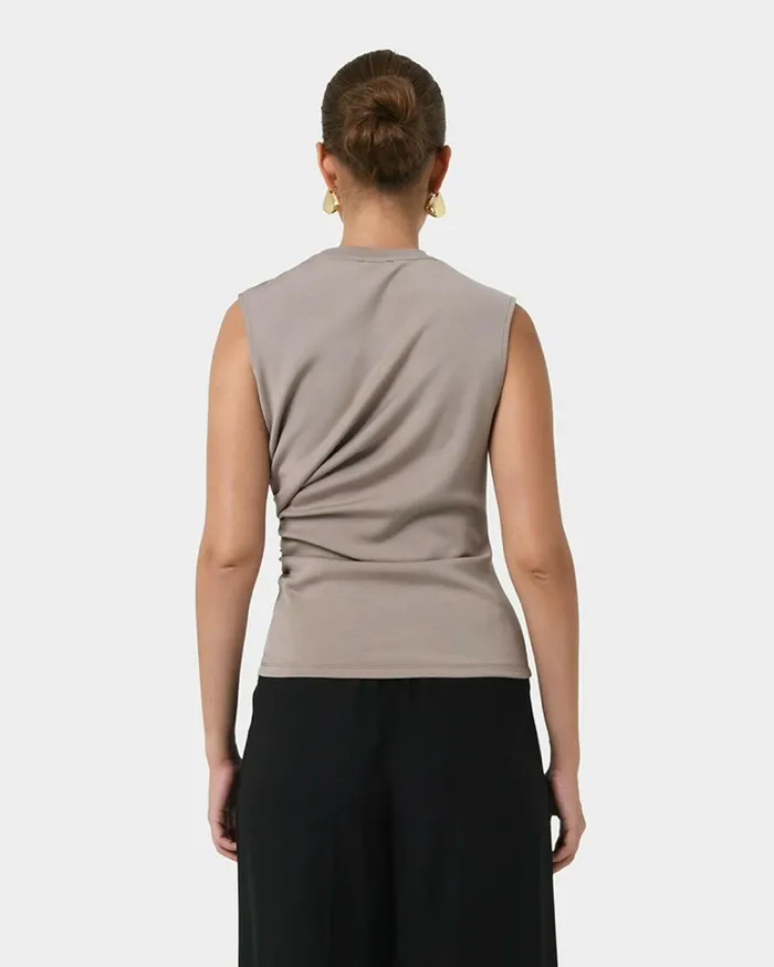 Forcast Lulu Ruched Top Mushroompinknavy Women TShirts and Tops