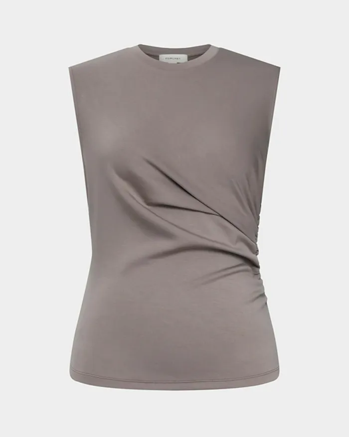 Forcast Lulu Ruched Top Mushroompinknavy Women TShirts and Tops