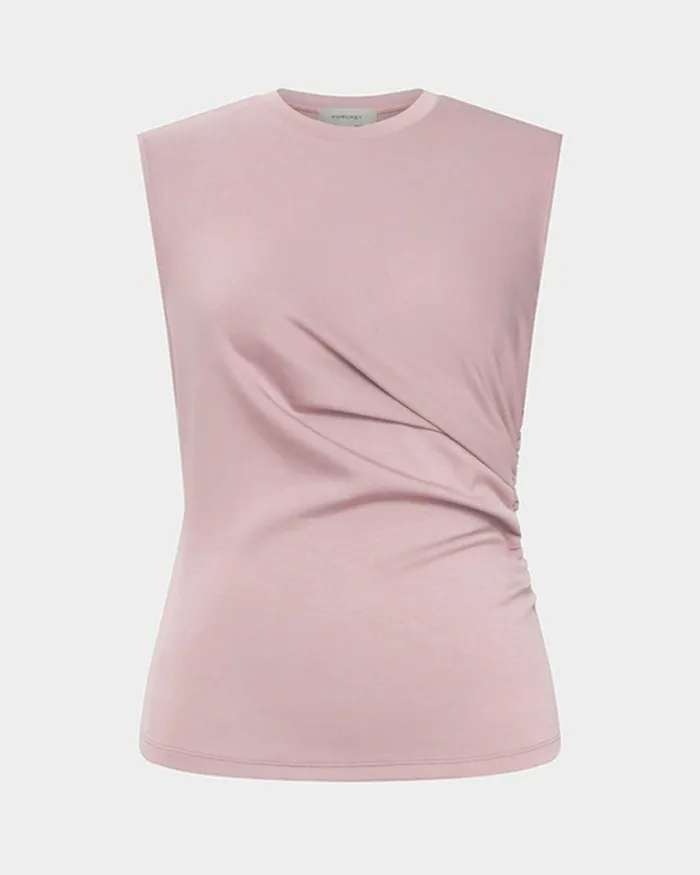 Forcast Lulu Ruched Top Mushroompinknavy Women TShirts and Tops