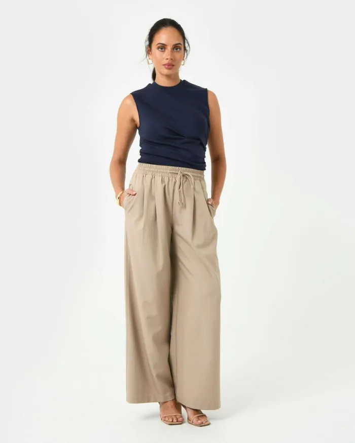 Forcast Lulu Ruched Top Mushroompinknavy Women TShirts and Tops