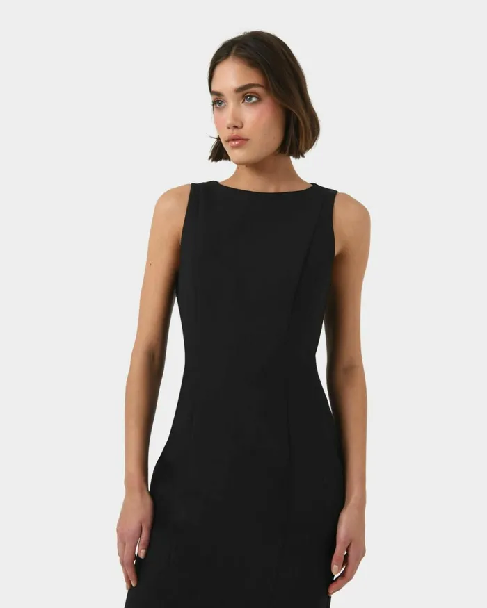 Forcast Luna Sleeveless Dress Pastel Peachblack Women Midi Dresses