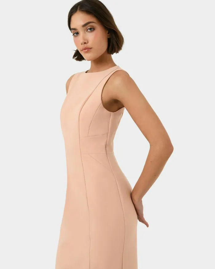 Forcast Luna Sleeveless Dress Pastel Peachblack Women Midi Dresses