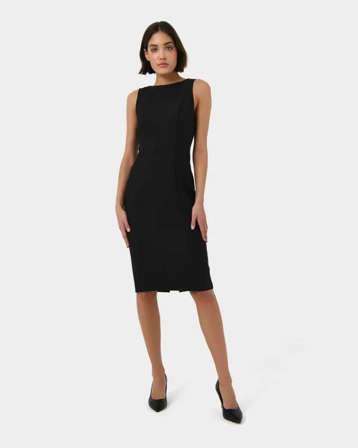 Forcast Luna Sleeveless Dress Pastel Peachblack Women Midi Dresses