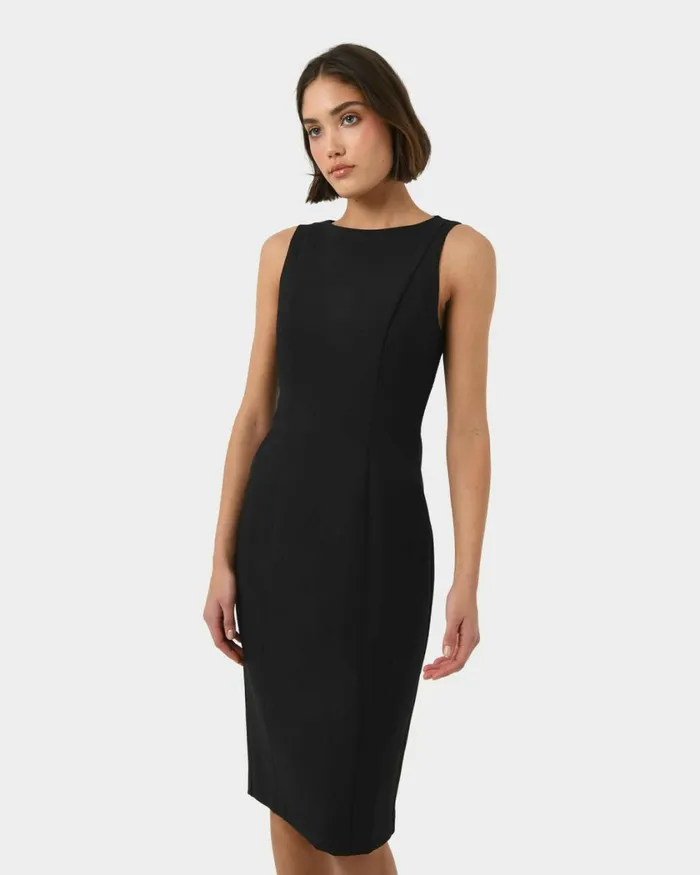 Forcast Luna Sleeveless Dress Pastel Peachblack Women Midi Dresses