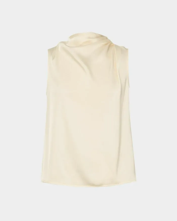 Forcast Mae Cowl Neck Top Cherry Tomatochampagneblack Women TShirts and Tops