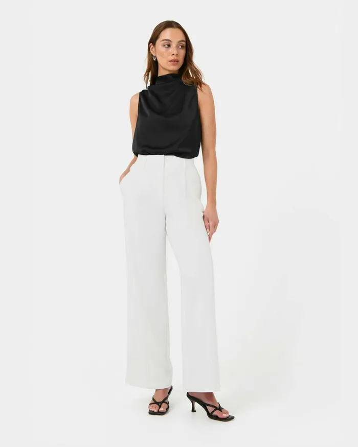 Forcast Mae Cowl Neck Top Cherry Tomatochampagneblack Women TShirts and Tops