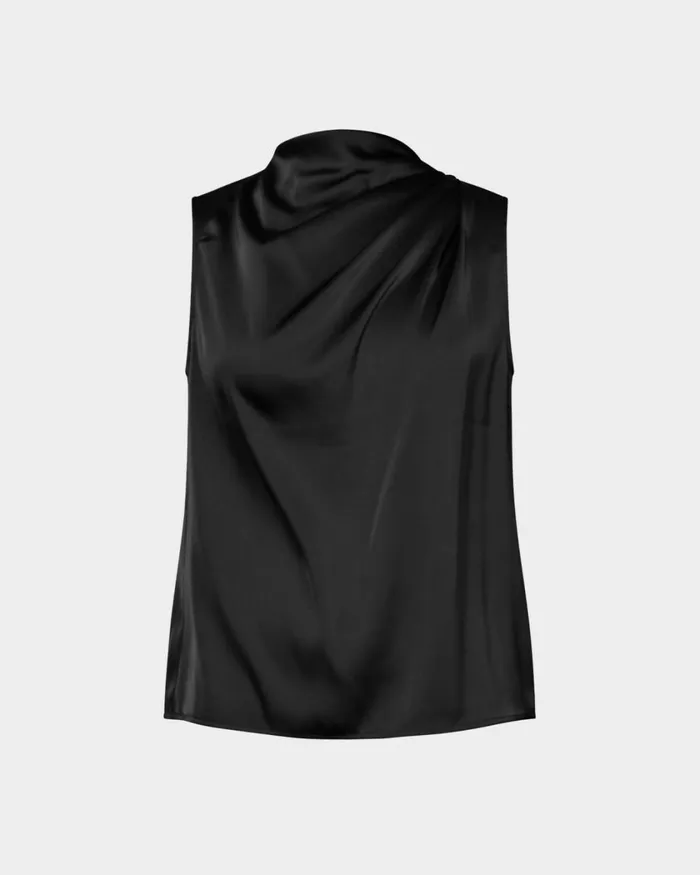 Forcast Mae Cowl Neck Top Cherry Tomatochampagneblack Women TShirts and Tops