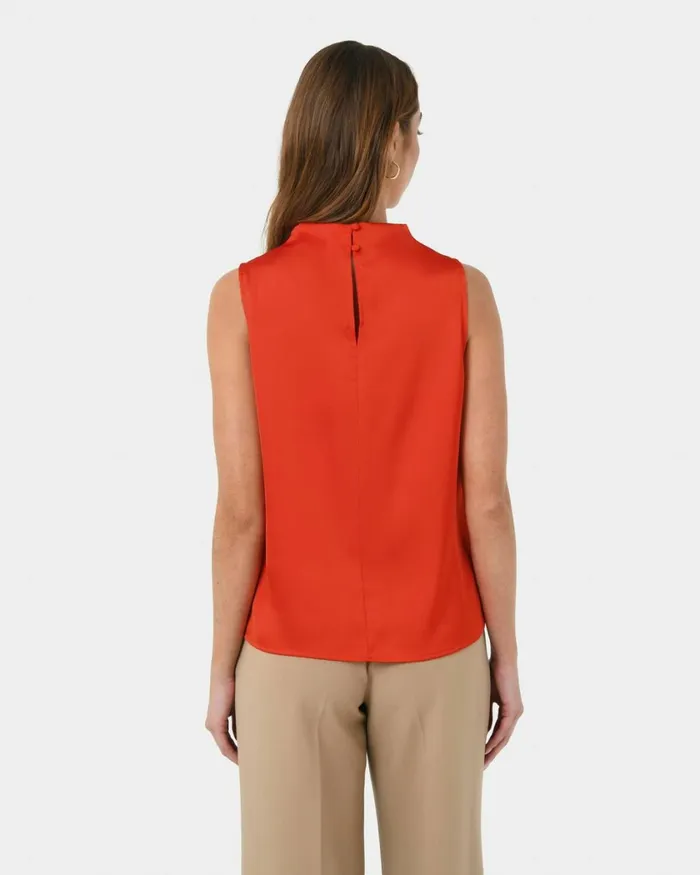 Forcast Mae Cowl Neck Top Cherry Tomatochampagneblack Women TShirts and Tops