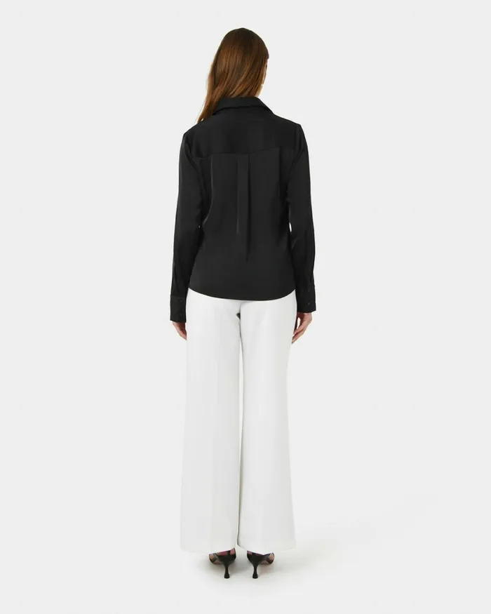 Forcast Mae Satin Shirt Cherry Tomatochampagneblack Women Long Sleeve Tops