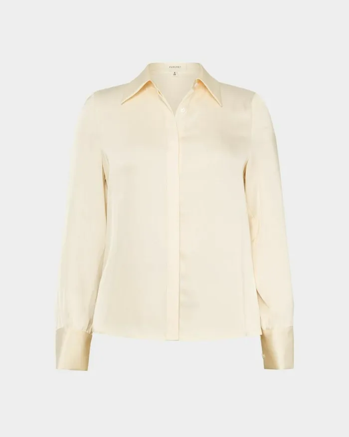 Forcast Mae Satin Shirt Cherry Tomatochampagneblack Women Long Sleeve Tops
