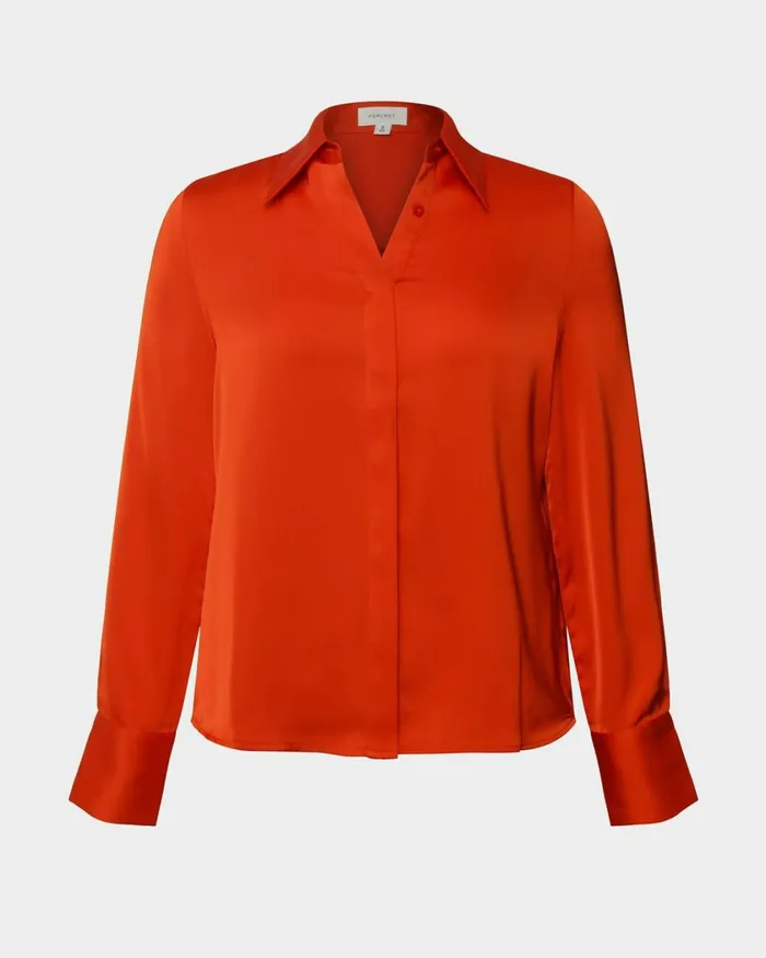 Forcast Mae Satin Shirt Cherry Tomatochampagneblack Women Long Sleeve Tops