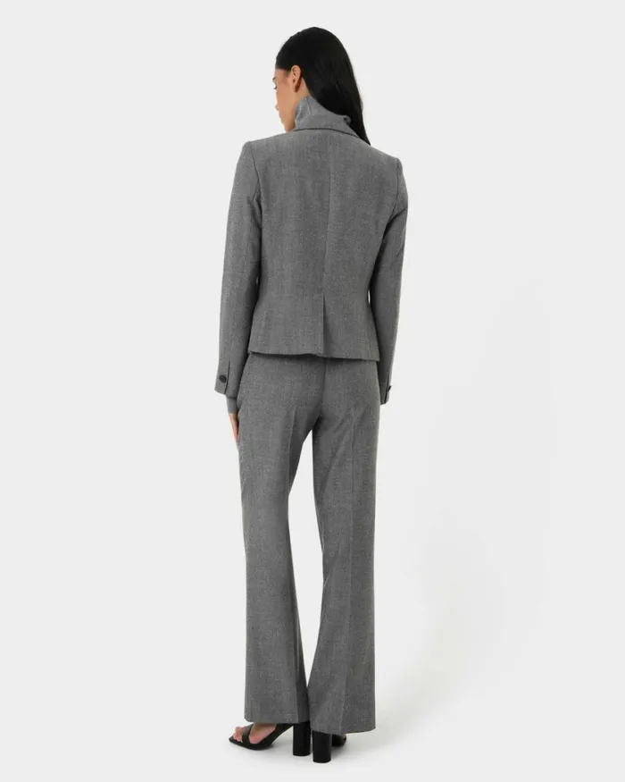 Forcast Maeve Cropped Blazer Grey Women Jackets and Blazers