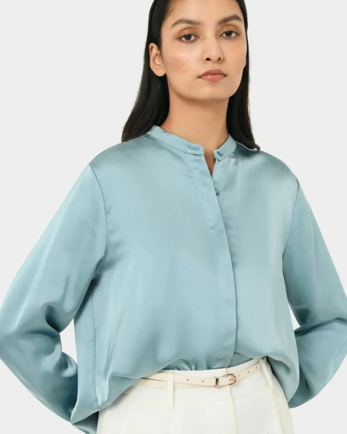 Forcast Maira Stand Collar Blouse Creamslate Women TShirts and Tops