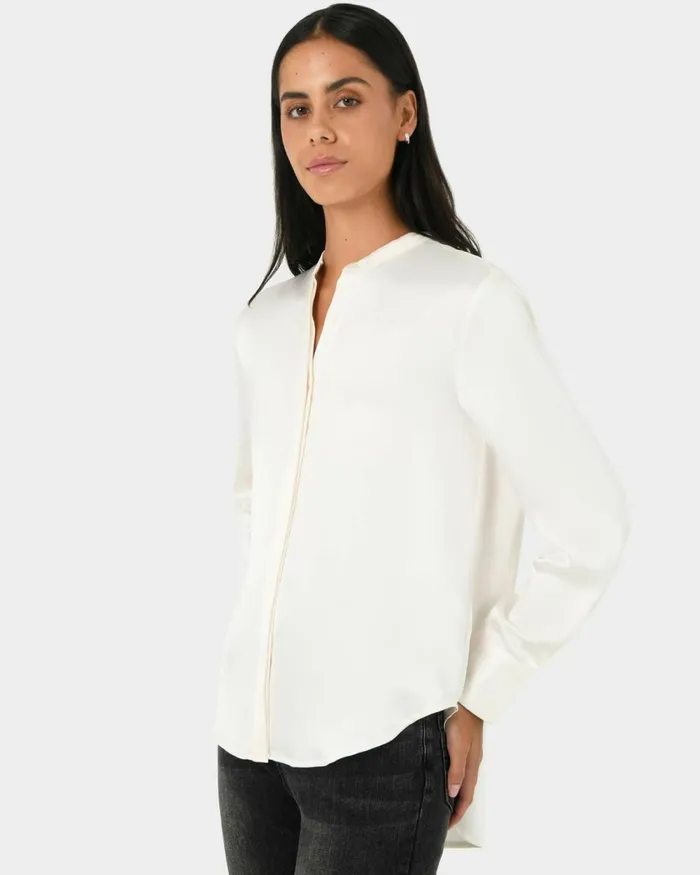 Forcast Maira Stand Collar Blouse Creamslate Women TShirts and Tops