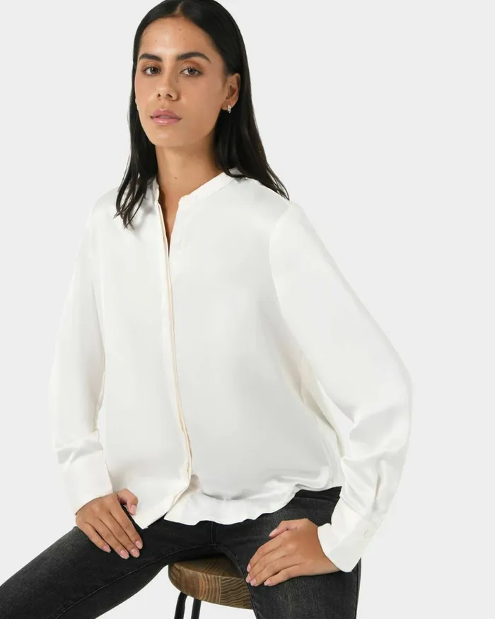 Forcast Maira Stand Collar Blouse Creamslate Women TShirts and Tops
