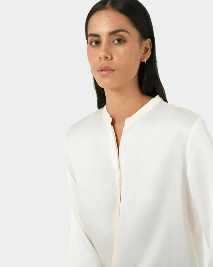 Forcast Maira Stand Collar Blouse Creamslate Women TShirts and Tops
