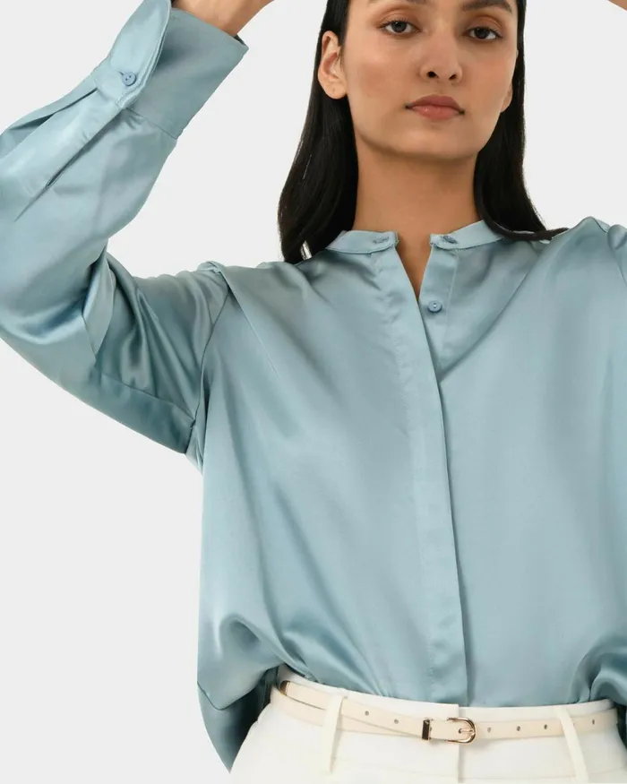 Forcast Maira Stand Collar Blouse Creamslate Women TShirts and Tops