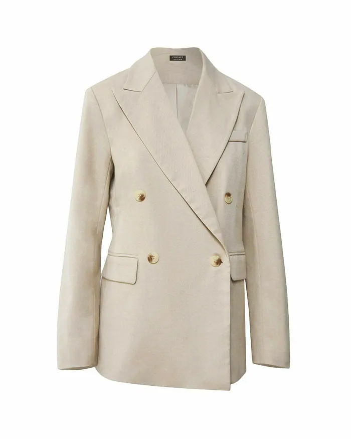 Forcast Mariel Double Breasted Blazer Sand Beige Women Jackets and Blazers