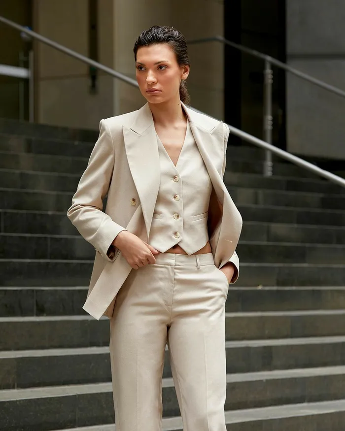 Forcast Mariel Tailored Vest Sand Beige Women TShirts and Tops