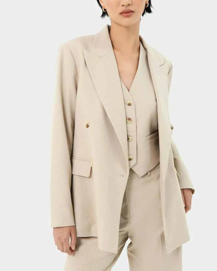 Forcast Mariel Tailored Vest Sand Beige Women TShirts and Tops