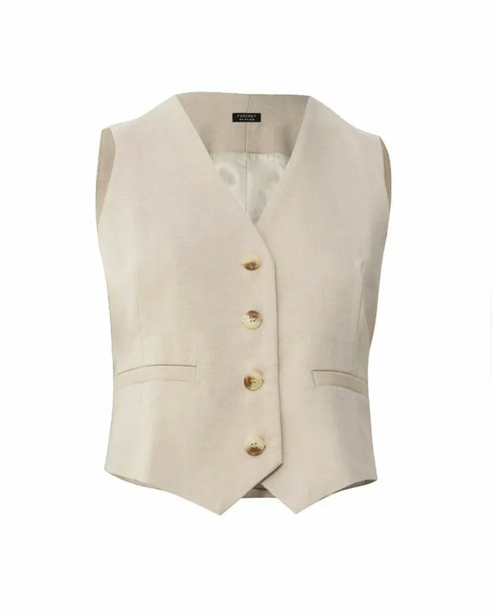 Forcast Mariel Tailored Vest Sand Beige Women TShirts and Tops