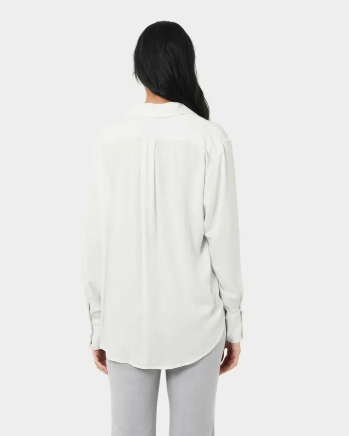 Forcast Marseille Button Up Blouse Ivory Women Long Sleeve Tops