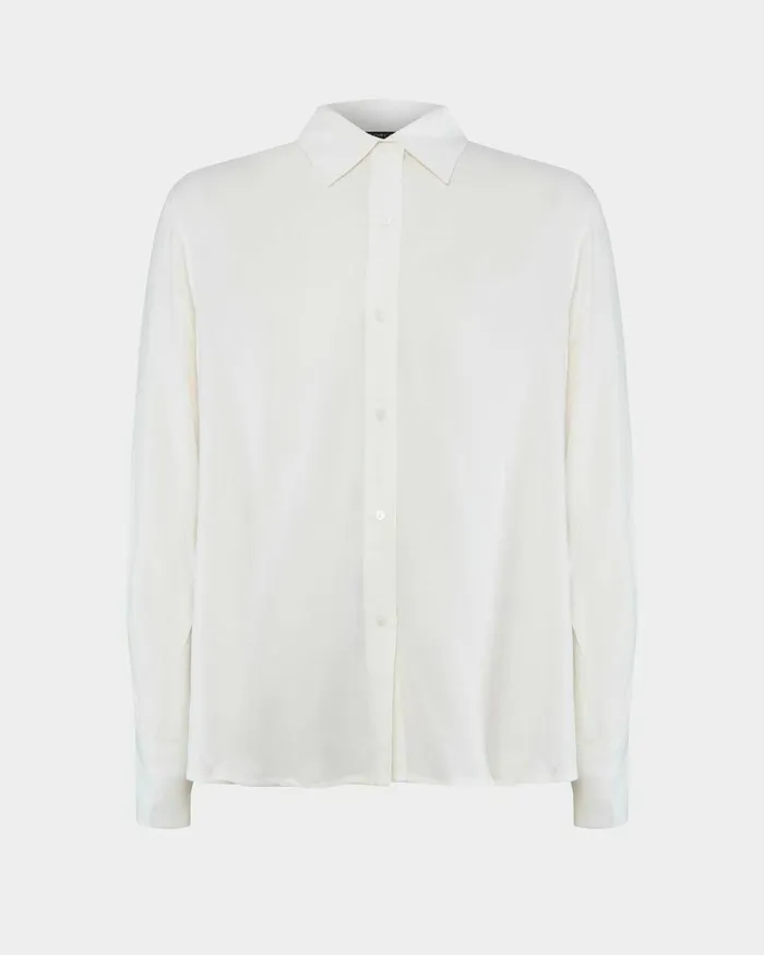 Forcast Marseille Button Up Blouse Ivory Women Long Sleeve Tops