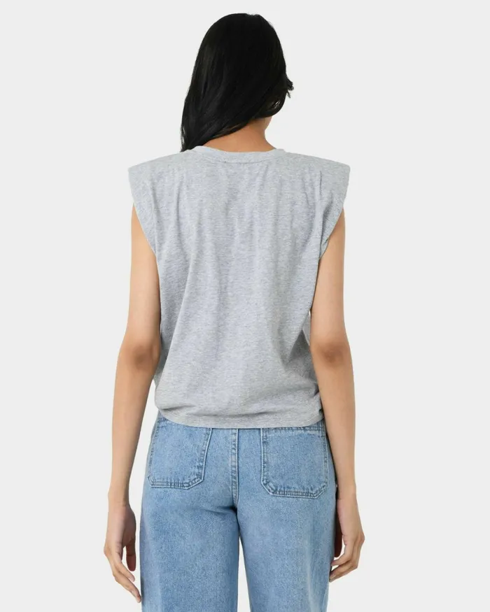 Forcast Martin Power Shoulder Top Melange Grey Women TShirts and Tops