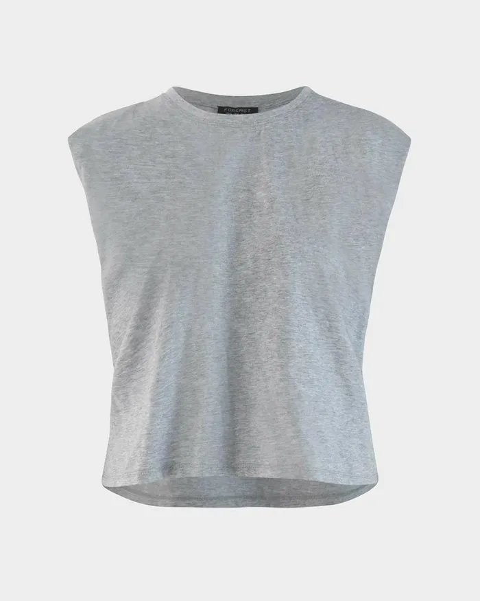 Forcast Martin Power Shoulder Top Melange Grey Women TShirts and Tops