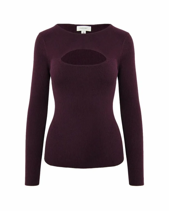 Forcast Maryam Cut Out Knit Top Purple Women TShirts and Tops