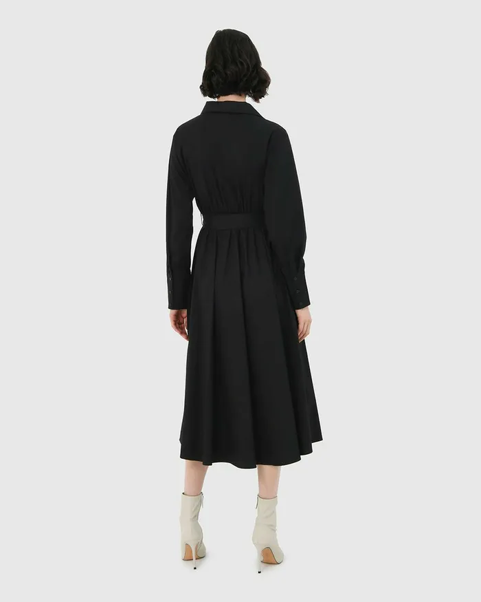 Forcast Mazie Cotton Shirt Dress Black Women Work Dresses