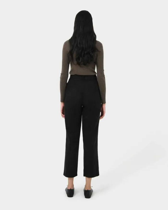 Forcast Mazzy Cotton Belted Trousers Oliveblack Women HighWaisted Pants