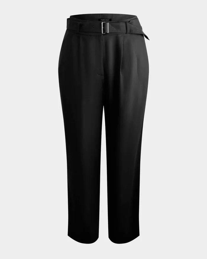 Forcast Mazzy Cotton Belted Trousers Oliveblack Women HighWaisted Pants