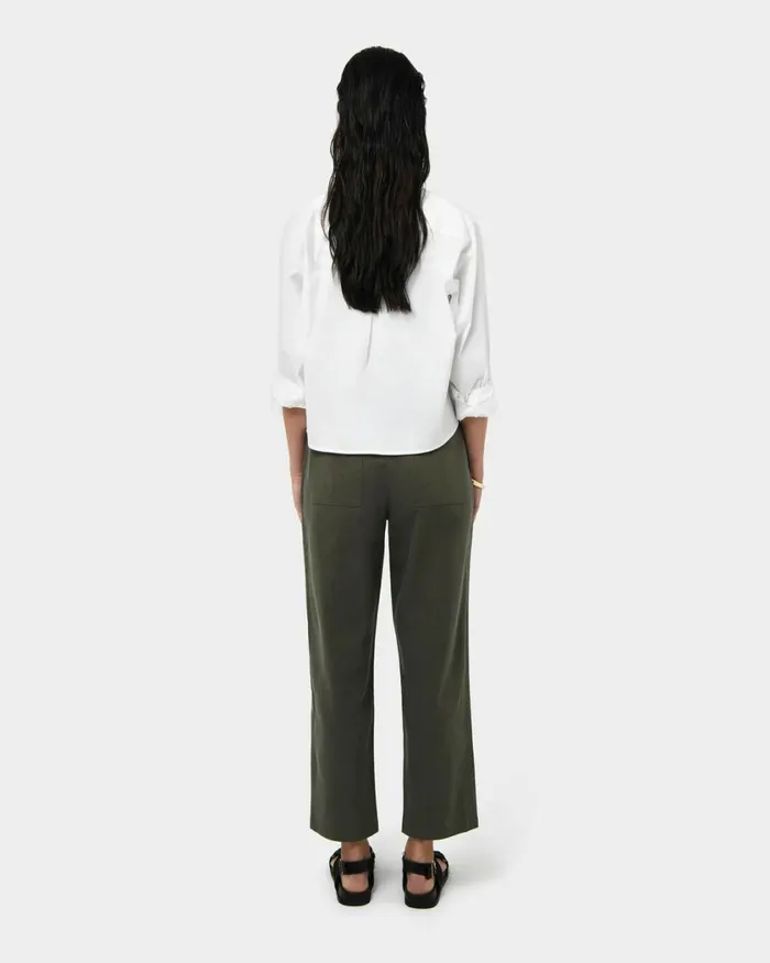 Forcast Mazzy Cotton Belted Trousers Oliveblack Women HighWaisted Pants