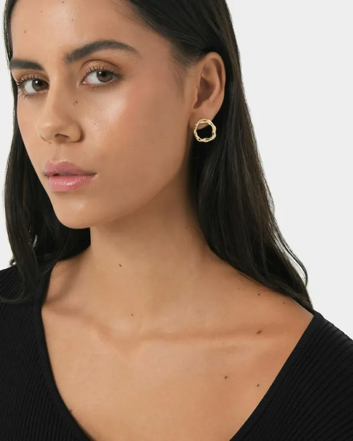 Forcast Meera 16k Gold Plated Earrings Gold Women Earrings