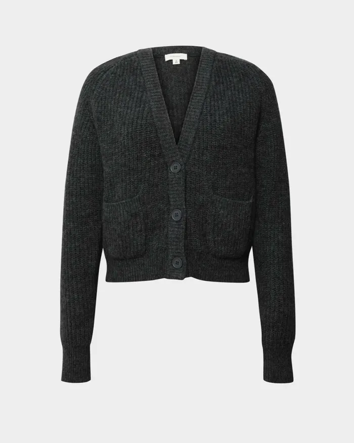 Forcast Mel Wool Blend Cardigan Lattecharcoal Women Long Sleeve Tops